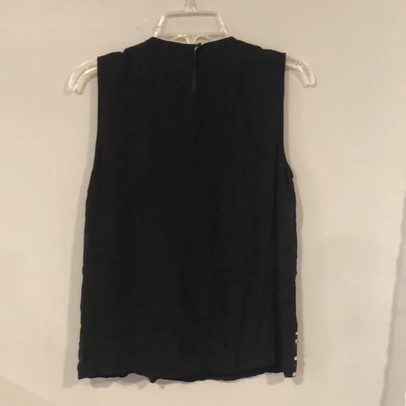 ⭕️ PRICE FIRM Diane Von Furstenberg Black Top with Gold Rhinestones Size Small - Picture 6 of 6